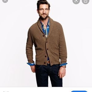 Lambs Wool Shawl Collar Elbow Patch Sweater